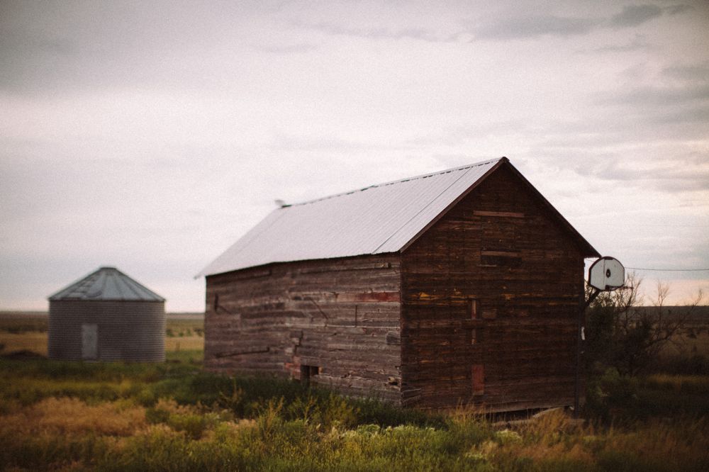 Old outbuildings on abandoned land in Montana