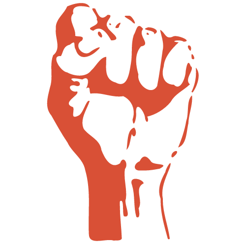Red illustration of an upraised fist